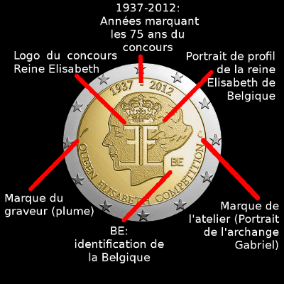 Pièce de 2 euros: 2012 Belgique. 75 ans du concours Reine Elisabeth